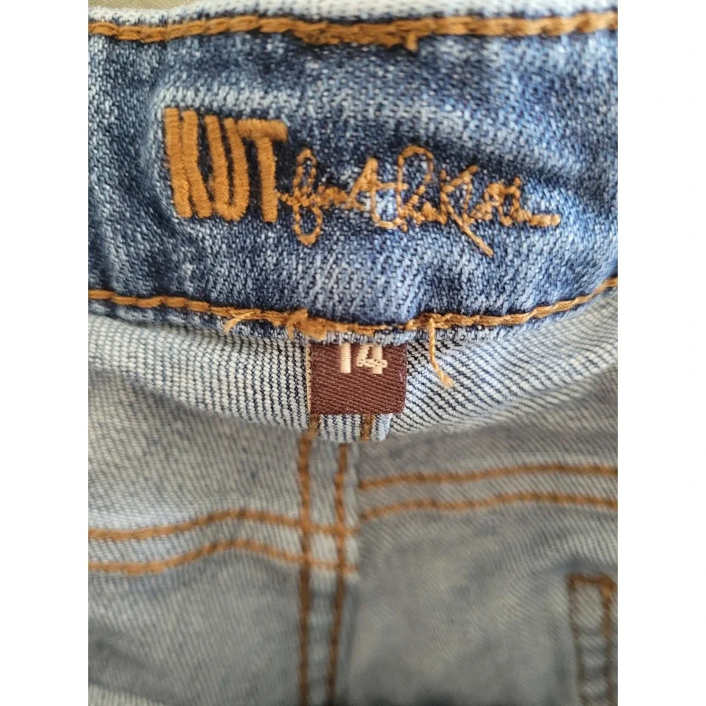 Kut‎ from the Kloth Gidget Fray Short Medium Wash Denim Blue 14 Raw Hem #24
